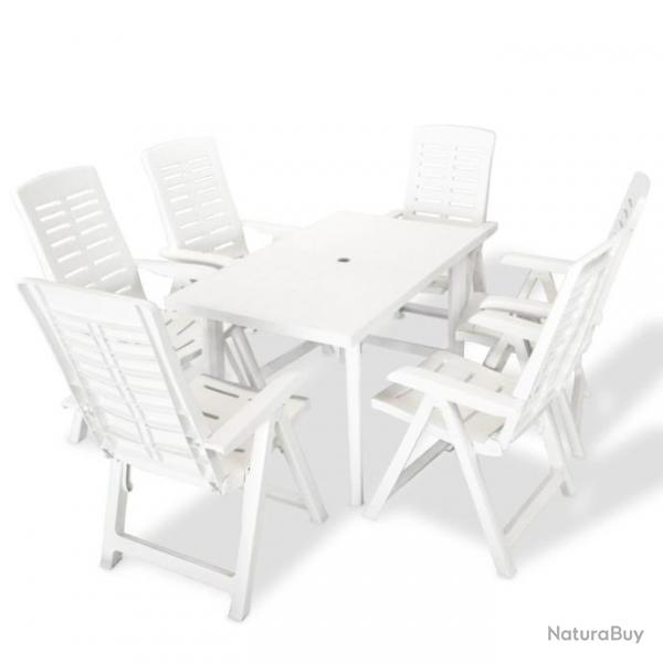 Mobilier  dner d'extrieur 7 pcs Plastique Blanc 275075