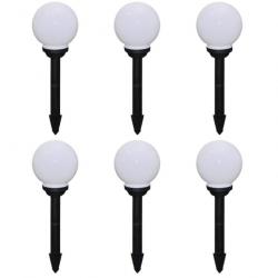 6 pcs Lampes d'allée d'extérieur à LED 20 cm et piquet au sol