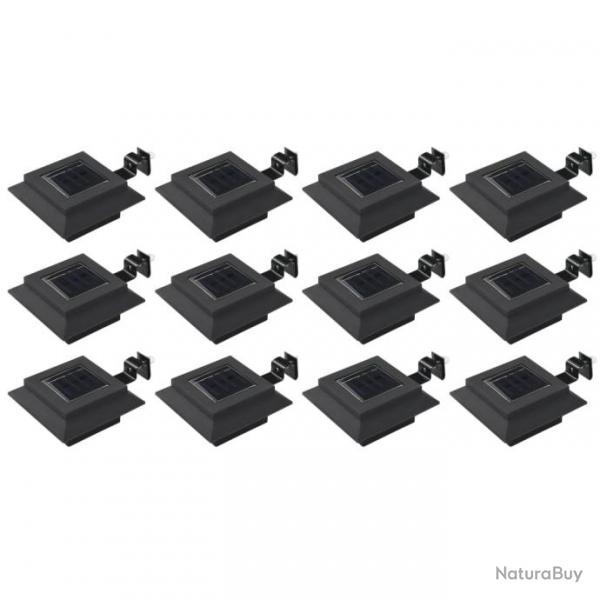 Lampes solaires  LED carres d'extrieur 12 pcs 12 cm Noir