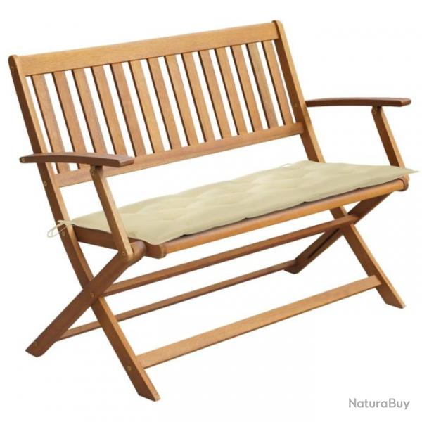 Banc de jardin avec coussin 120 cm Bois d'acacia massif 3064256