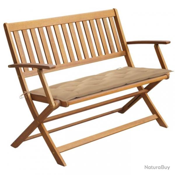 Banc de jardin avec coussin 120 cm Bois d'acacia massif 3064257