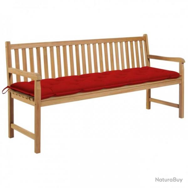 Banc de jardin avec coussin rouge 175 cm Bois de teck massif 3062805