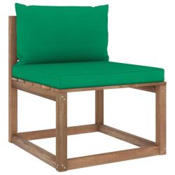 Canapé de milieu palette de jardin avec coussins vert 3067253