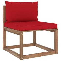 Canapé de milieu palette de jardin avec coussins rouge 3067254