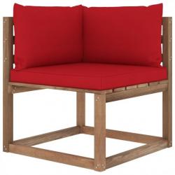 Canapé d'angle palette de jardin avec coussins rouge 3067242