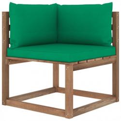 Canapé d'angle palette de jardin avec coussins vert 3067241