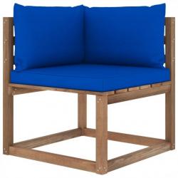 Canapé d'angle palette de jardin avec coussins bleu 3067246