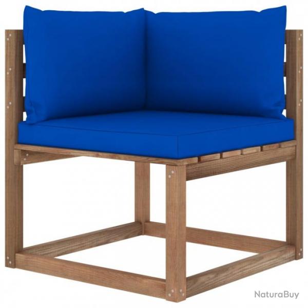 Canap d'angle palette de jardin avec coussins bleu 3067246