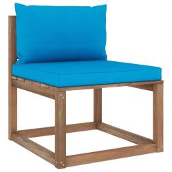Canapé de milieu palette de jardin avec coussins bleu clair 3067252