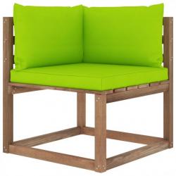 Canapé d'angle palette de jardin avec coussins vert vif 3067247