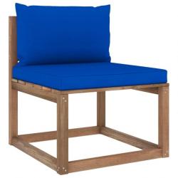 Canapé de milieu palette de jardin avec coussins bleu 3067258