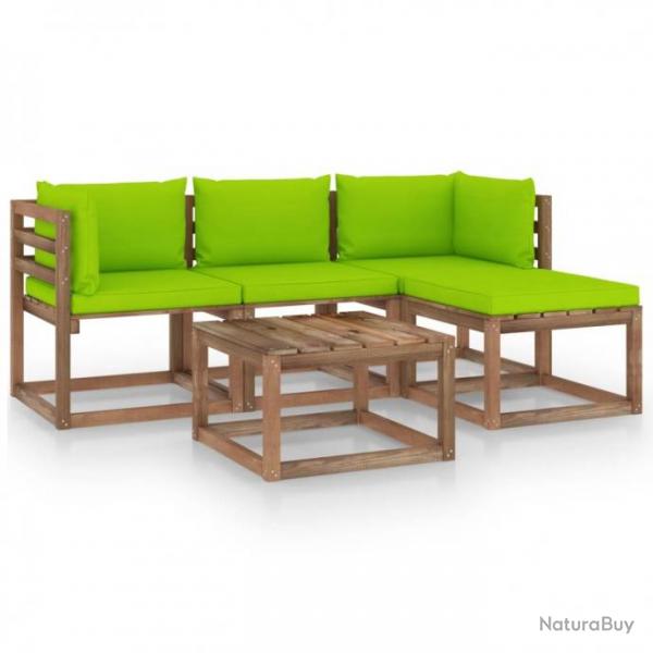 Salon de jardin 5 pcs avec coussins vert vif 3067367