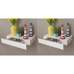 Étagères murales avec tiroirs 2 pcs Blanc 48 cm 276001