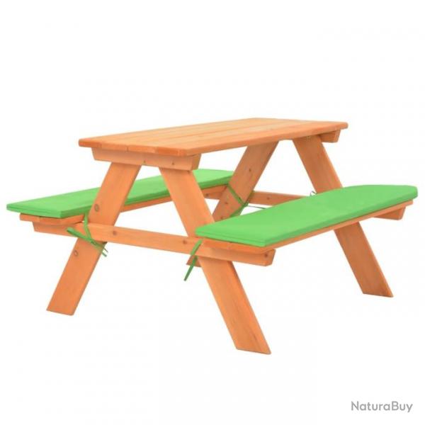 Table de pique-nique pour enfants avec bancs 89x79x50 cm Sapin 91793