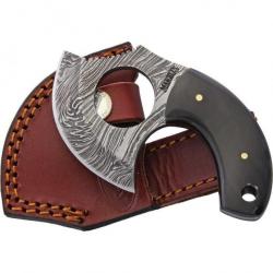 Couteau DEPECER MARBLES  Lame DAMAS Manche CORNE Etui Cuir MR45307