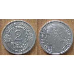 France 2 Francs 1946 B Piece Morlon Aluminium Franc