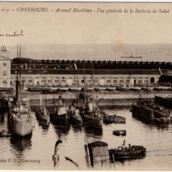 CPA - CHERBOURG - L'Arsenal Maritime-Vue générale de la Batterie de Salut  N°1224