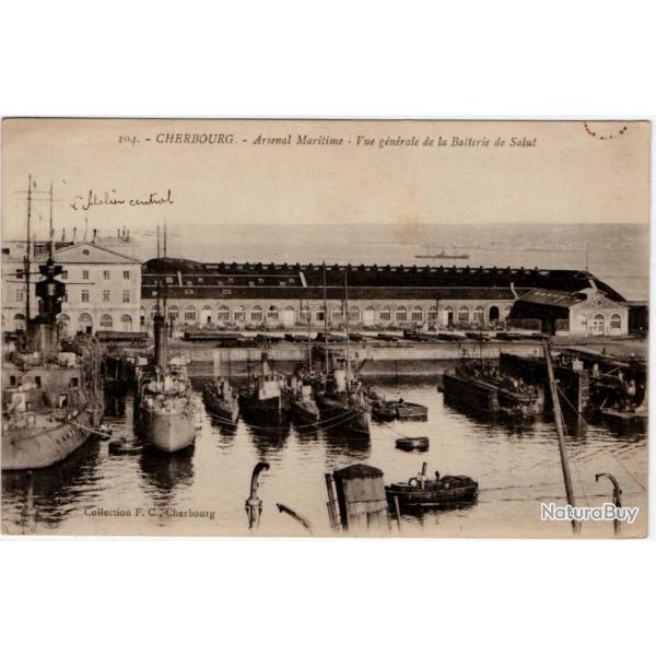 CPA - CHERBOURG - L'Arsenal Maritime-Vue gnrale de la Batterie de Salut  N1224