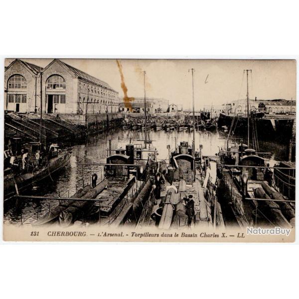 CPA - CHERBOURG - L'Arsenal - Torpilleurs dans le Bassin Charles X N1225