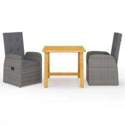 Meuble salle à manger de jardin 3 pcs Gris 3068710