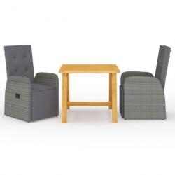 Meuble salle à manger de jardin 3 pcs Gris 3068712