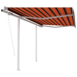 Store Auvent rétractable automatique poteaux 3,5x2,5 m Orange marron 3069930