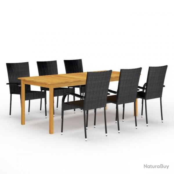 Meuble salle  manger de jardin 7 pcs Noir 3067878