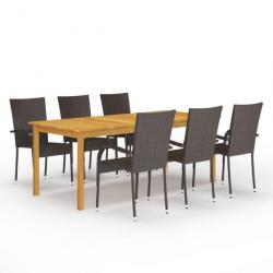 Meuble salle à manger de jardin 7 pcs Marron 3067877