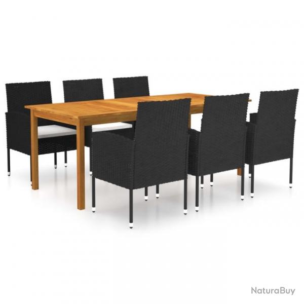 Meuble salle  manger de jardin 7 pcs Noir 3067926