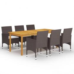 Meuble salle à manger de jardin 7 pcs Marron 3067858