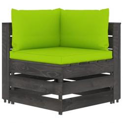 Canapé d'angle sectionnel avec coussins Bois imprégné de gris 3068119
