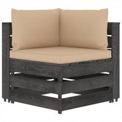 Canapé d'angle sectionnel avec coussins Bois imprégné de gris 3068111
