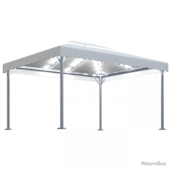 Tonnelle avec guirlande lumineuse  LED 4x3 m Crme Aluminium 3070351