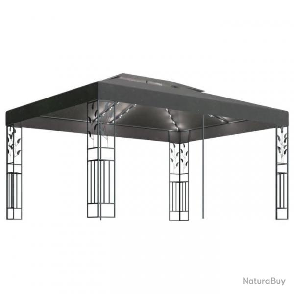 Tonnelle avec double toit et lumires LED 3x4 m Anthracite 3070299