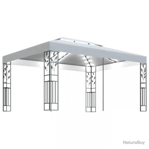 Tonnelle avec double toit et lumires LED 3x4 m Blanc 3070298