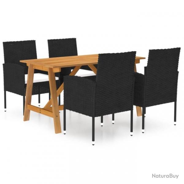 Ensemble de salle  manger de jardin 5 pcs Noir