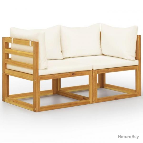 Banc de jardin  2 places avec coussins blanc crme 3068852