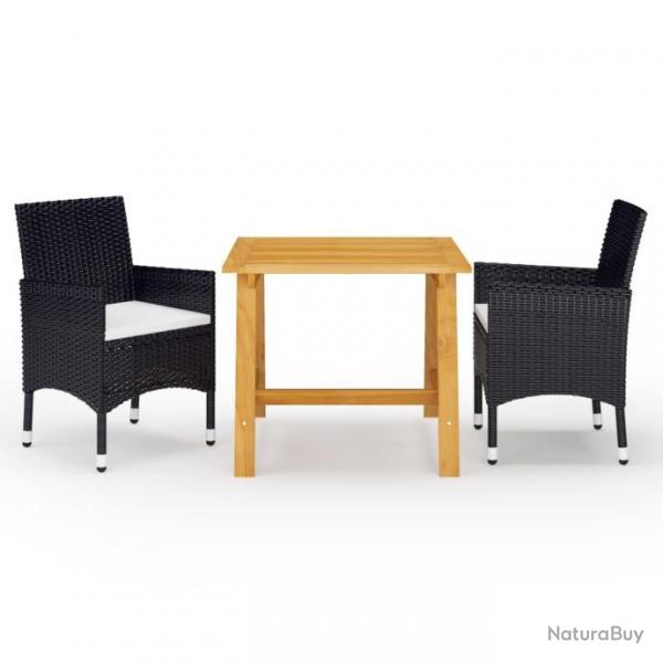 Meuble salle  manger de jardin 3 pcs Noir 3068683