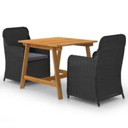 Meuble salle à manger de jardin 3 pcs Noir 3068714