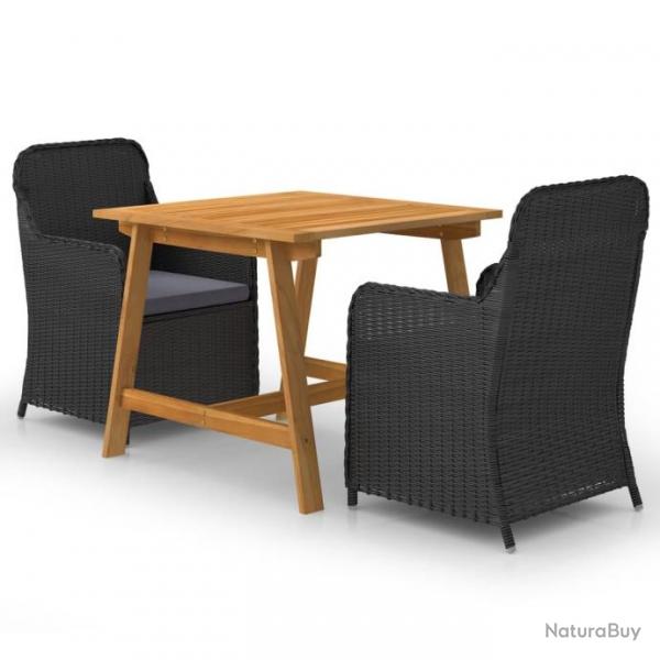 Meuble salle  manger de jardin 3 pcs Noir 3068714