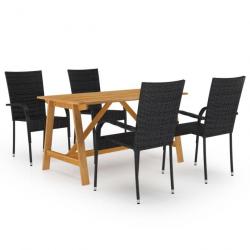 Meuble salle à manger de jardin 5 pcs Noir 3068750