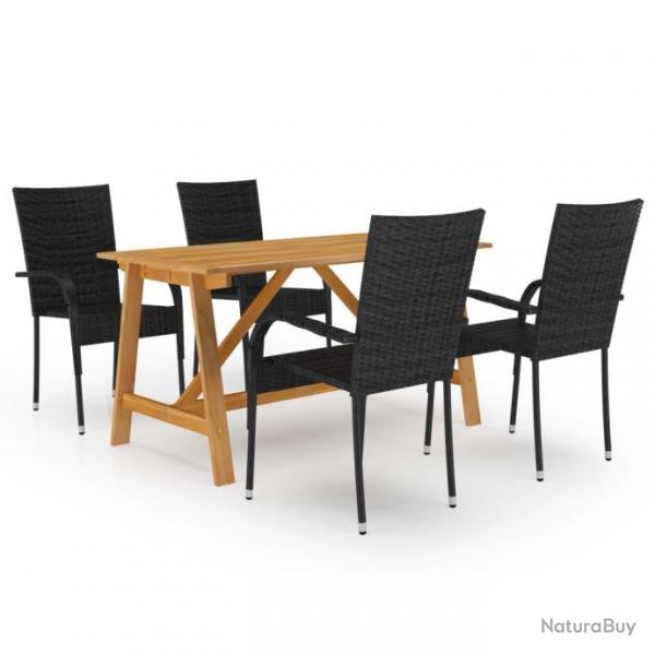 Meuble salle  manger de jardin 5 pcs Noir 3068750