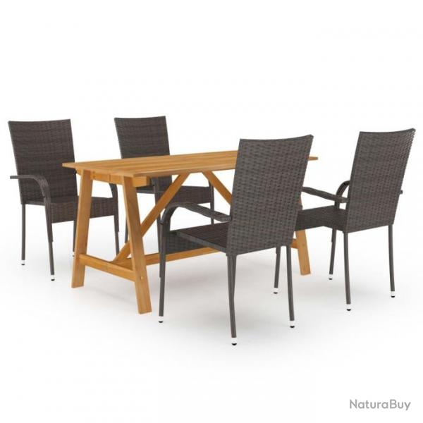 Meuble salle  manger de jardin 5 pcs Marron 3068749