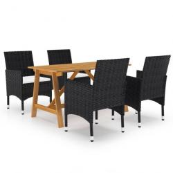 Meuble salle à manger de jardin 5 pcs Noir 3068735