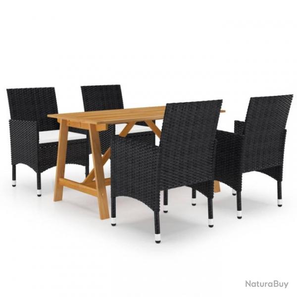 Meuble salle  manger de jardin 5 pcs Noir 3068735