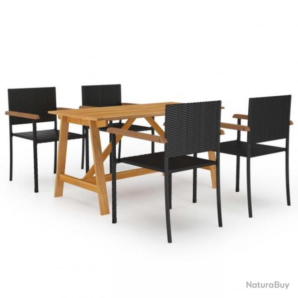 Ensemble de salle  manger de jardin 5 pcs Noir