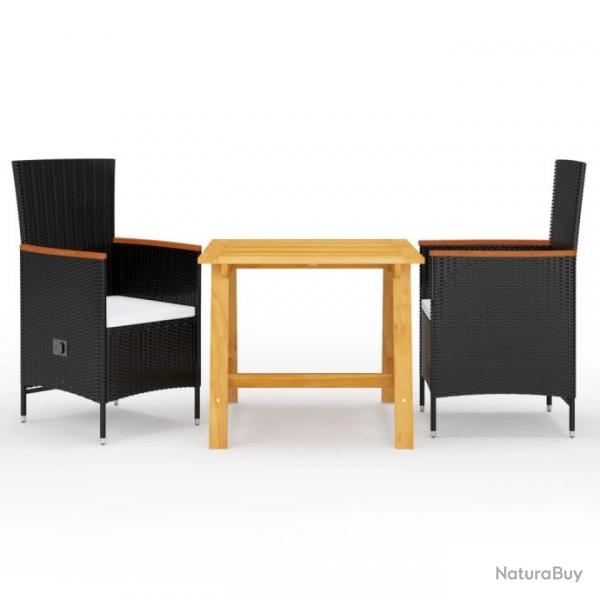 Meuble salle  manger de jardin 3 pcs Noir 3068705