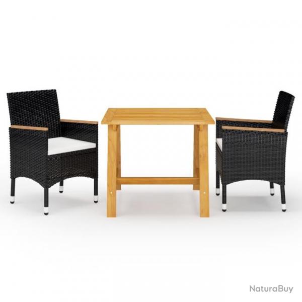 Meuble salle  manger de jardin 3 pcs Noir 3068687