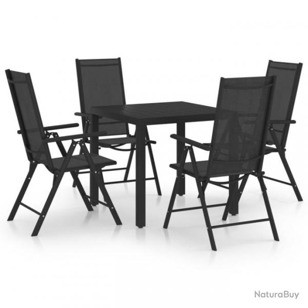 Meuble salle  manger de jardin 5 pcs Aluminium Noir 3070649