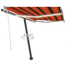 Store Auvent manuel rétractable avec LED 300x250 cm Orange et marron 3069705